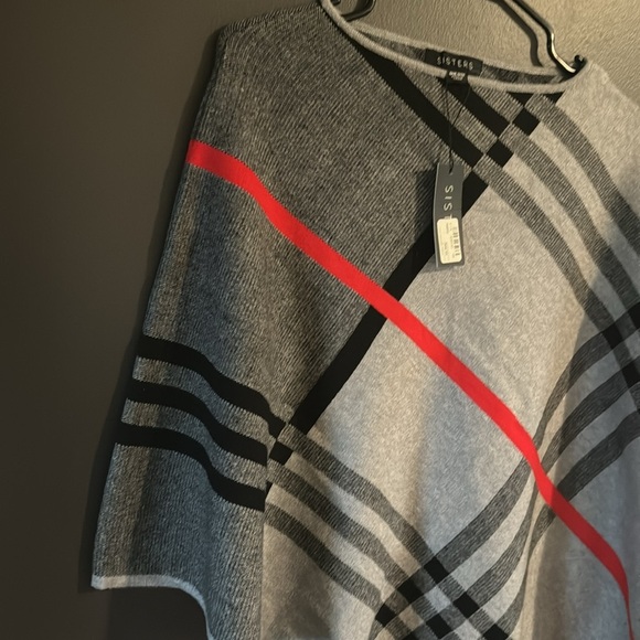 Pancho! Sisters NWT Plaid Pancho - one size - Picture 3 of 5